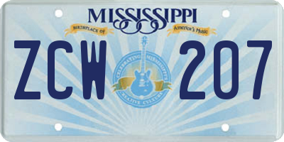 MS license plate ZCW207