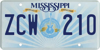 MS license plate ZCW210