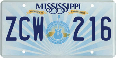 MS license plate ZCW216