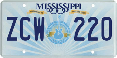 MS license plate ZCW220