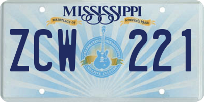 MS license plate ZCW221