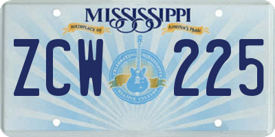 MS license plate ZCW225