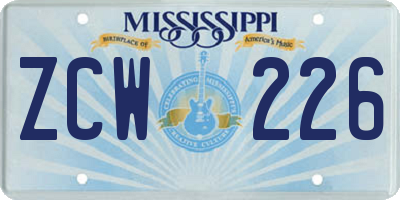 MS license plate ZCW226