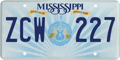 MS license plate ZCW227