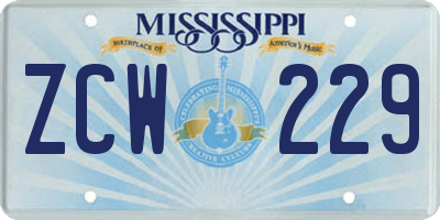 MS license plate ZCW229