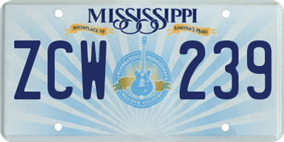 MS license plate ZCW239