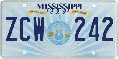 MS license plate ZCW242