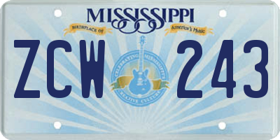 MS license plate ZCW243