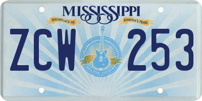 MS license plate ZCW253