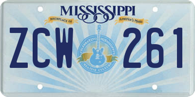 MS license plate ZCW261
