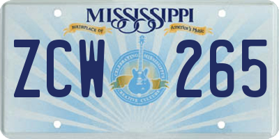 MS license plate ZCW265