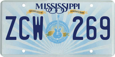 MS license plate ZCW269