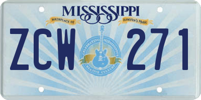 MS license plate ZCW271