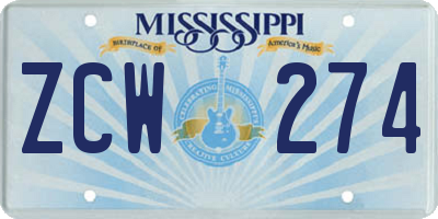 MS license plate ZCW274