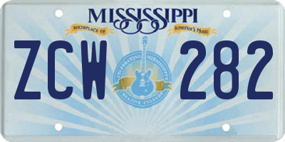 MS license plate ZCW282
