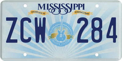 MS license plate ZCW284
