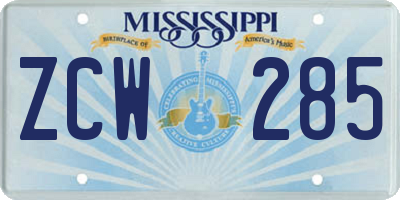 MS license plate ZCW285