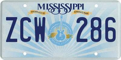 MS license plate ZCW286