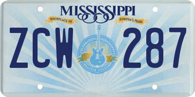 MS license plate ZCW287