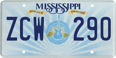 MS license plate ZCW290