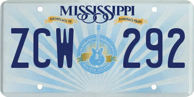MS license plate ZCW292