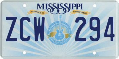 MS license plate ZCW294