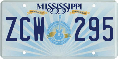 MS license plate ZCW295