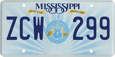 MS license plate ZCW299
