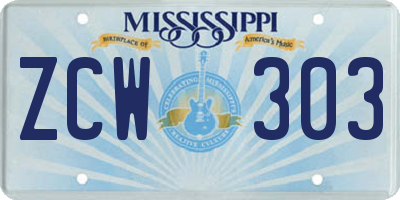 MS license plate ZCW303
