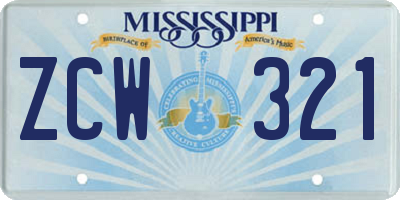 MS license plate ZCW321