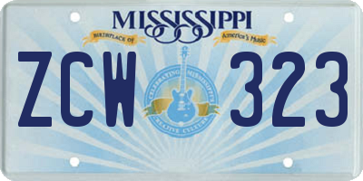 MS license plate ZCW323