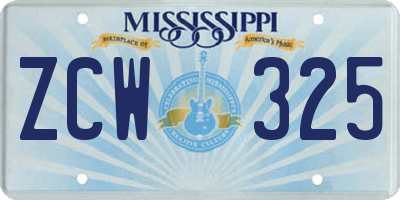 MS license plate ZCW325