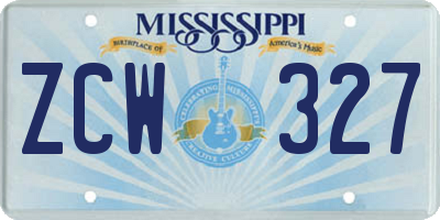 MS license plate ZCW327