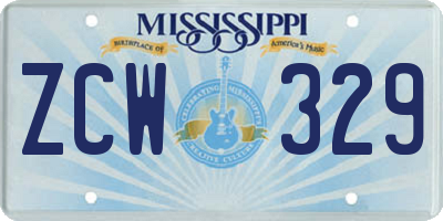 MS license plate ZCW329