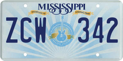 MS license plate ZCW342
