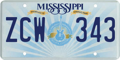 MS license plate ZCW343