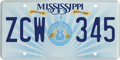 MS license plate ZCW345