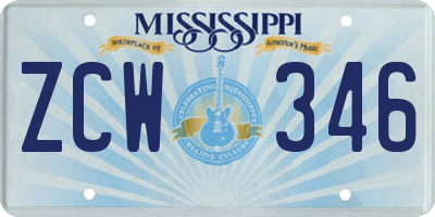 MS license plate ZCW346