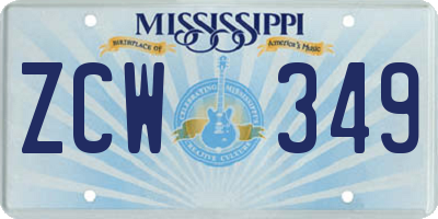 MS license plate ZCW349