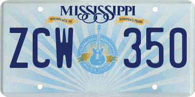 MS license plate ZCW350