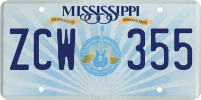MS license plate ZCW355