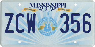 MS license plate ZCW356