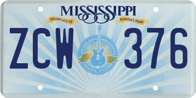 MS license plate ZCW376