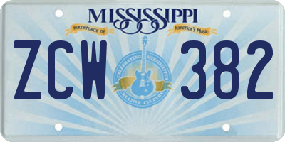 MS license plate ZCW382