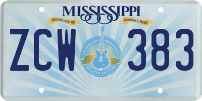 MS license plate ZCW383