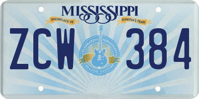 MS license plate ZCW384