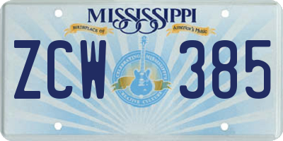MS license plate ZCW385