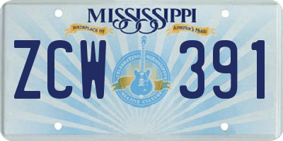 MS license plate ZCW391