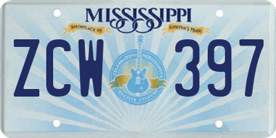 MS license plate ZCW397