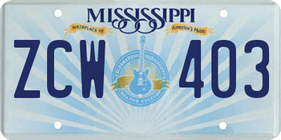 MS license plate ZCW403